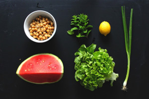 Kichererbsen-Melonen-Minze Salat